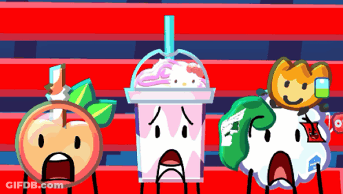 A Group Of Cartoon Characters Are Standing Next To Each Other GIF