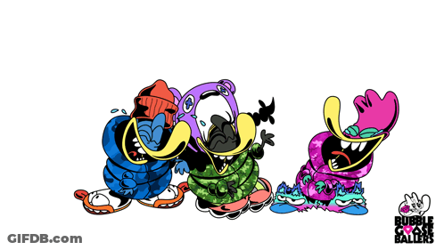 A Group Of Cartoon Characters Are Standing Next To Each Other With Bubble Goose Ballers Written On The Bottom Right GIF