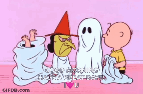 A Group Of Cartoon Characters Are Standing Next To Each Other With Ghosts . GIF