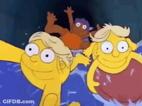 Cartoon Characters Swimming In Pool GIF