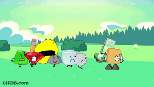 A Group Of Cartoon Characters Are Walking On A Field GIF