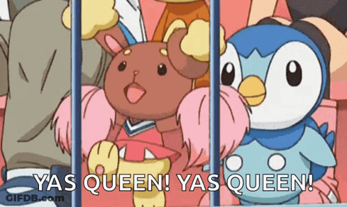 A Group Of Cartoon Characters Behind Bars With The Words Yas Queen GIF