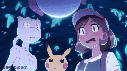 A Group Of Cartoon Characters Including A Pikachu And A Mewtwo GIF
