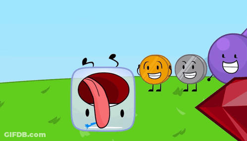 Cartoon Characters Including Purple Bomb And Cube GIF