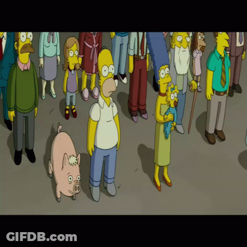 A Group Of Cartoon Characters Including Homer Simpson And Maggie Simpson GIF