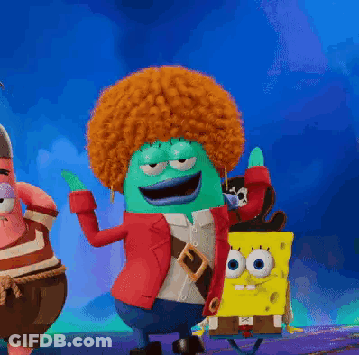 A Group Of Cartoon Characters Including Patrick Star And Spongebob Squarepants GIF