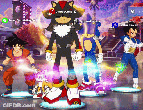 A Group Of Cartoon Characters Including Shadow The Hedgehog And Sonic The Hedgehog GIF