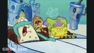 A Group Of Cartoon Characters Including Spongebob And Patrick Are Sitting In A Car GIF