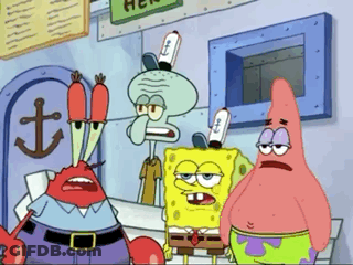 A Group Of Cartoon Characters Including Spongebob Patrick And Squidward Are Standing Next To Each Other GIF
