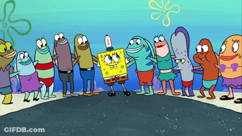 A Group Of Cartoon Characters Including Spongebob Squarepants GIF