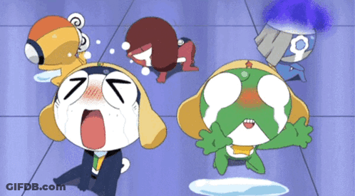 A Group Of Cartoon Characters One Of Which Has The Number 7 On It GIF