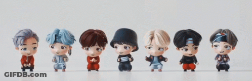 A Group Of Cartoon Characters Standing Next To Each Other GIF