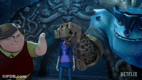 A Group Of Cartoon Characters Standing Next To Each Other With A Netflix Logo On The Bottom GIF