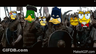 A Group Of Cartoon Characters Standing Next To Each Other With Makeagif.com In The Bottom Right Corner GIF