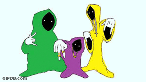 A Group Of Cartoon Characters Standing Next To Each Other With The Words Money Gang Written On The Bottom Right GIF