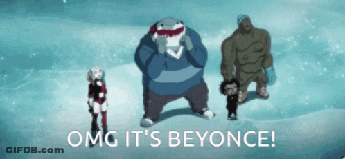 A Group Of Cartoon Characters Standing Next To Each Other With The Words Omg It 'S Beyonce GIF