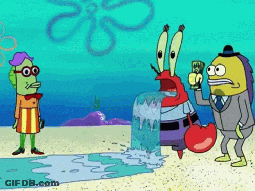 A Group Of Cartoon Characters Standing On A Beach Including A Crab And A Fish . GIF