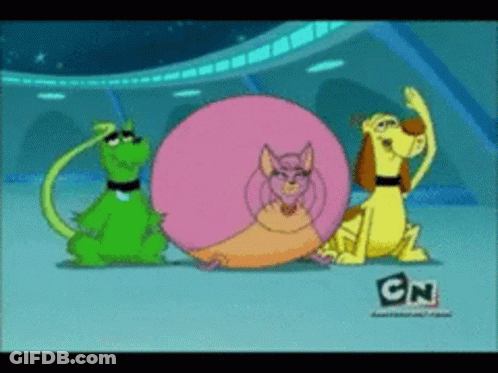 A Group Of Cartoon Characters With Cn On The Bottom Left GIF