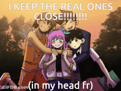 A Group Of Cartoon Characters With The Caption I Keep The Real Ones Close GIF