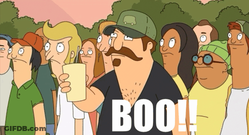 A Group Of Cartoon Characters With The Word Boo On The Bottom Left GIF