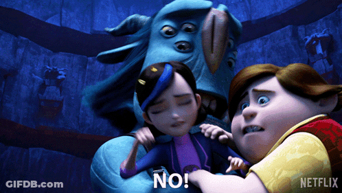 A Group Of Cartoon Characters With The Word No On The Bottom Right GIF