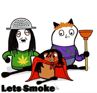 A Group Of Cartoon Characters With The Words Let 'S Smoke Written On The Bottom GIF