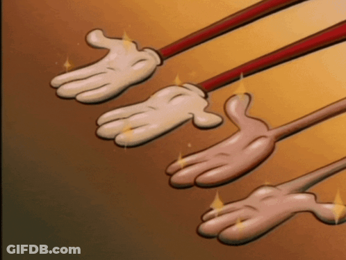 A Group Of Cartoon Hands With Different Colored Fingers GIF