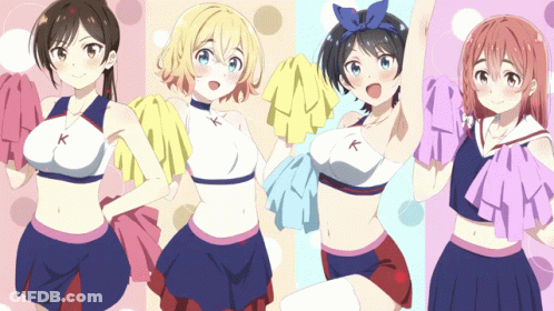A Group Of Cheerleaders With The Letter K On Their Shirts GIF