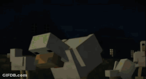 A Group Of Chickens In A Minecraft Game GIF