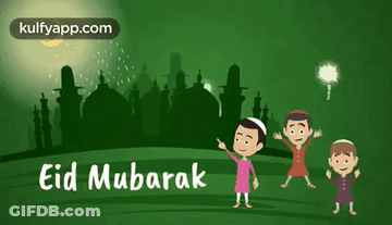 A Group Of Children Are Standing In Front Of A Mosque With Fireworks . GIF