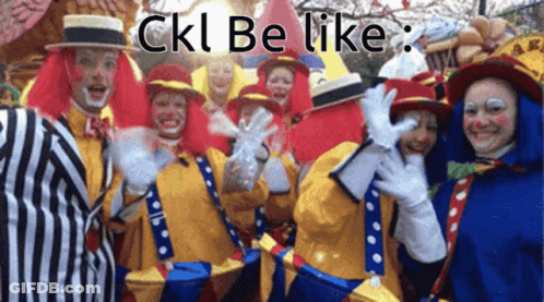 A Group Of Clowns Are Posing For A Picture And The Caption Says " Ckl Be Like " GIF