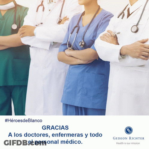 A Group Of Doctors And Nurses Standing In A Line With Their Arms Crossed GIF