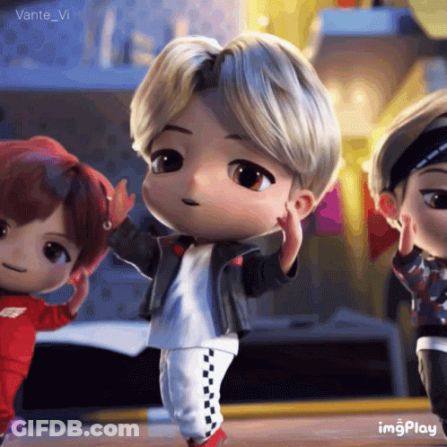 A Group Of Dolls Are Standing Next To Each Other And One Of Them Has The Word Imgplay On The Bottom Right GIF