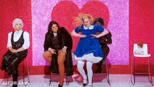 Drag Queens Dancing In Front Of Heart GIF