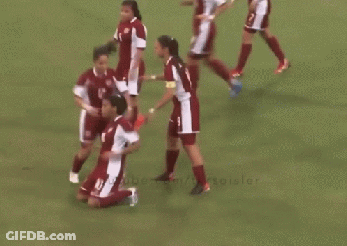 A Group Of Female Soccer Players Wearing Numbers 6 And 10 GIF