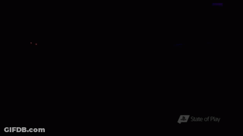 A Group Of Five Nights At Freddy 'S Characters Are Standing Next To Each Other In A Dark Room . GIF