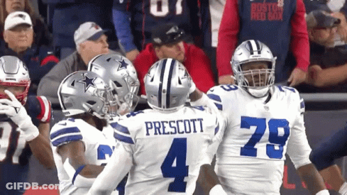 A Group Of Football Players Including One Named Prescott GIF