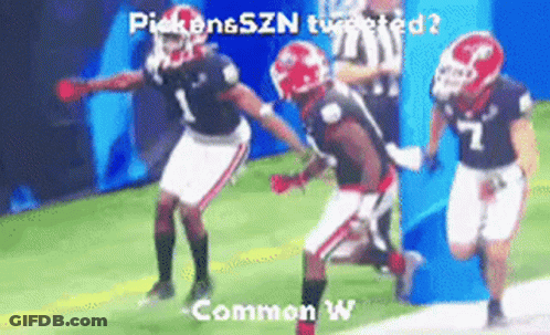 A Group Of Football Players On A Field With A Caption That Says " Pickens Szn Tweeted " GIF