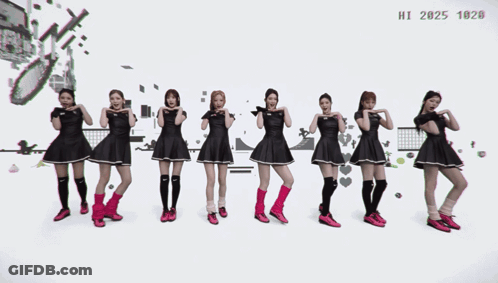 A Group Of Girls Are Dancing In Front Of A Screen That Says Hi 2025 10:28 GIF