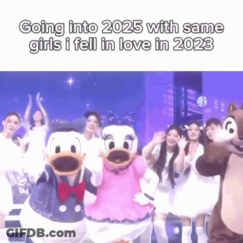 A Group Of Girls Are Dancing With Donald Duck And Daisy Duck In A Meme . GIF