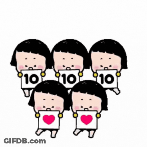 A Group Of Girls Holding Signs That Say 10 GIF