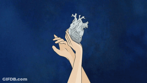 A Group Of Hands Are Reaching For A Heart GIF