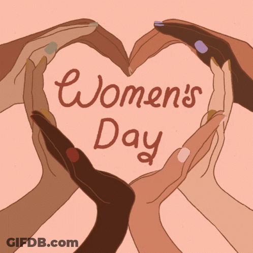A Group Of Hands Making A Heart Shape With The Words Women 'S Day Below Them GIF