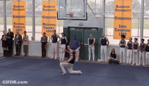 A Group Of Harrison University Gymnasts Are Performing GIF