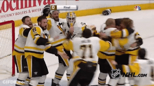 A Group Of Hockey Players Are Celebrating A Goal With Nhl.com In The Corner GIF