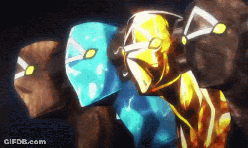 A Group Of Masked People Are Standing Next To Each Other In A Line . GIF