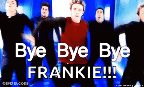 A Group Of Men Are Dancing And They Are Saying Bye Bye Frankie !!! GIF