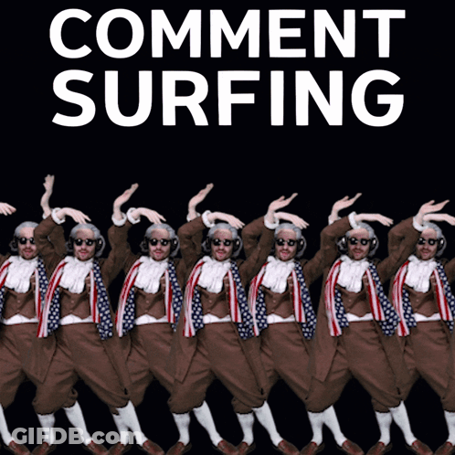 A Group Of Men Are Dancing In Front Of A Black Background That Says " Comment Surfing " GIF