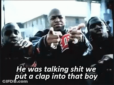 A Group Of Men Are Giving A Thumbs Up And The Caption Says He Was Talking Shit We Put A Clap Into That Boy GIF