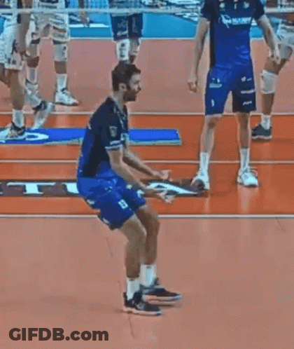 A Group Of Men Are Playing Volleyball On A Court And One Of Them Is Wearing A Number 11 Jersey . GIF